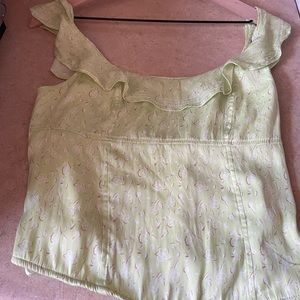 Free people crop top corset blouse. Size small, light green blouse.